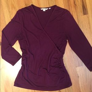 Boden 3/4 sleeve faux wrap top